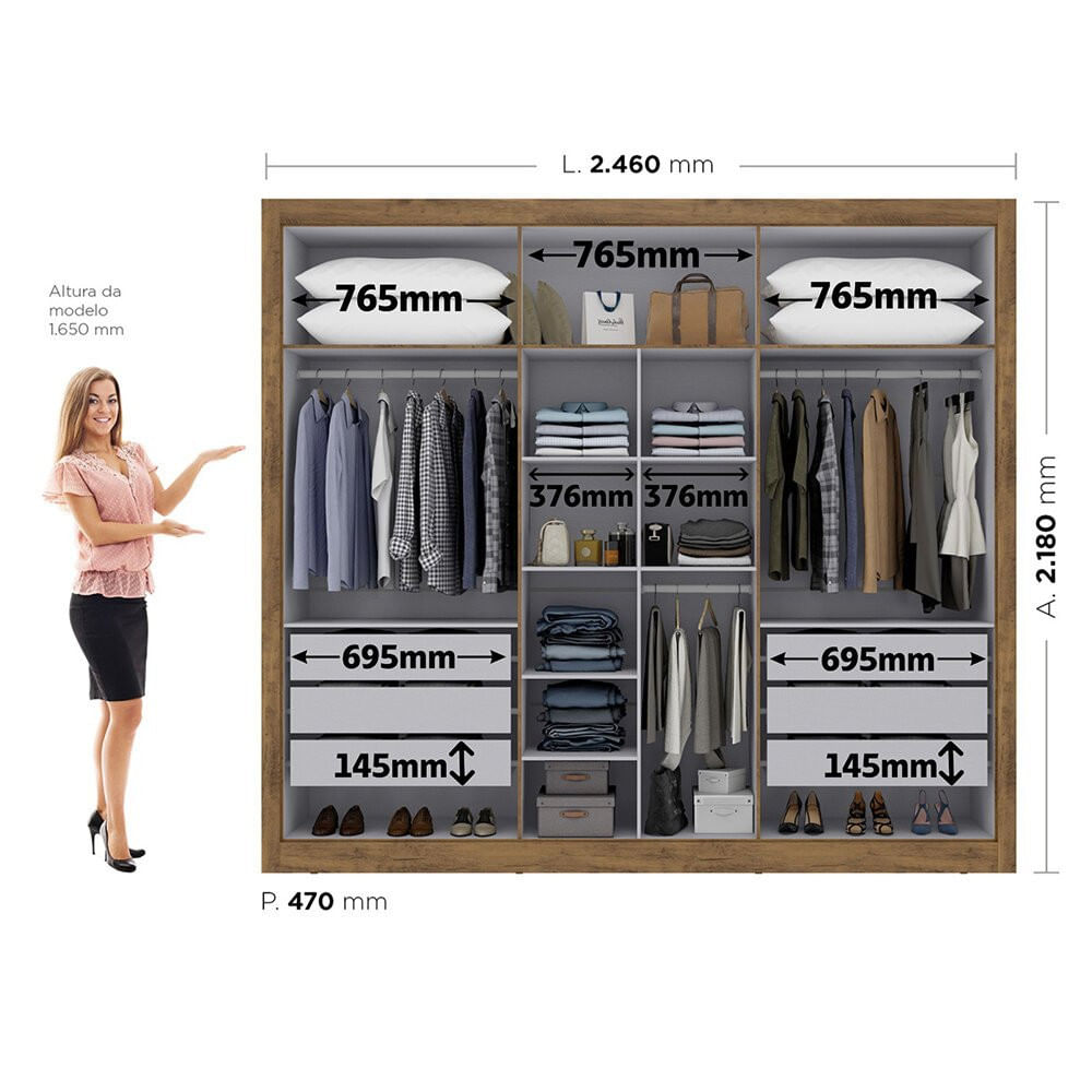 guarda roupa 6 portas 6 gavetas maxel mdp cannes
