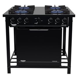 Fogão a Gás Industrial de Piso Dako Couraçado 4 Bocas com Forno Preto