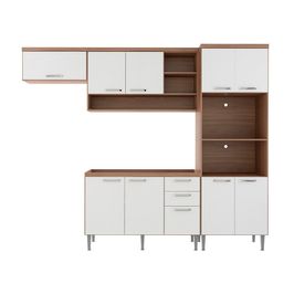 Cozinha Modulada Completa Multimóveis Sicília 9 Portas 3 Gavetas 3102.852 Argila/Branco
