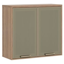 Armário Aéreo 80cm Luciane Yara 2 Portas com Vidro 1309 Vanilla/Bronze