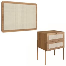 Cabeceira Solteiro 90cm e Mesa 2 Gavetas Arlo A10 Hanover/Dourado - Mpozenato
