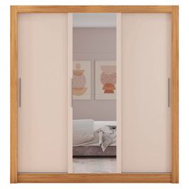 Guarda Roupa com Espelhos 3 Portas 2 Gavetas Santiago Caemmun Lamina Mel/Off White Perfect