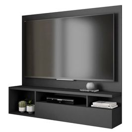 Painel para Tv até 55 Polegadas Nicho com Porta Basculante Brasil Caemmun Preto Tex