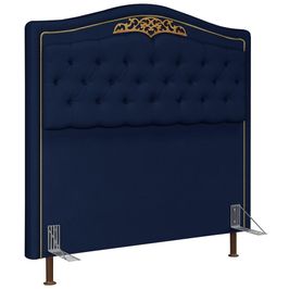 Cabeceira Cama Box Casal 140cm com Tachas Imperial Veludo J02 Azul - Mpozenato