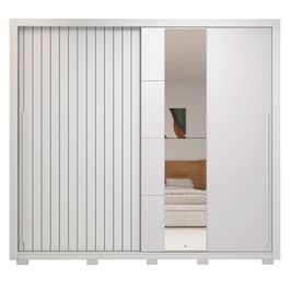 Guarda Roupa Casal Romanus Lux 2 Portas 4 Gavetas com Espelho Caemmun Branco Fosco