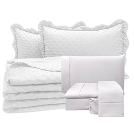 Coordenado Cobre Leito Casal e Lençol Diplomata 7 Peças - Branco