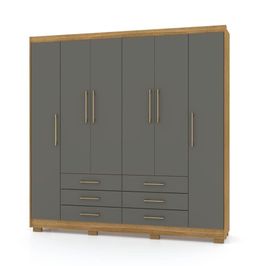 Guarda Roupa Casal 6 Portas 6 Gavetas 223cm Quebec V02 Nature/Alasca - Mpozenato
