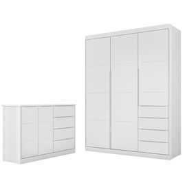 Jogo de Quarto Infantil Guarda Roupa e Cômoda Lua P04 Branco - Mpozenato