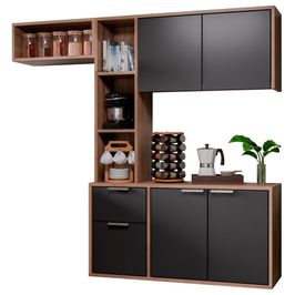 Armário de Cozinha Compacta Suspensa Vieira M24 Freijó/Preto - Mpozenato