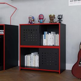 Estante Armário Gamer Escritório 2 Porta Pixel Caemmun Preto com Vermelho