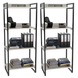 Kit 2 Estante Livreiro Prisma Estilo Industrial 60cm 4 Prateleiras C08 Snow - Mpozenato