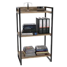 Estante Livreiro Prisma Estilo Industrial 60cm 3 Prateleiras C08 Carvalho - Mpozenato