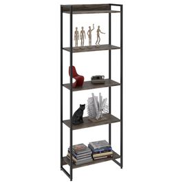 Estante Livreiro Dynamica Industrial 60cm 5 Prateleiras C08 Carvalho Dark - Mpozenato