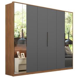 Guarda Roupa Casal 6 Portas 2 Com Espelhos 6 Gavetas Atrice D02 Amendola/Grafito - Mpozenato