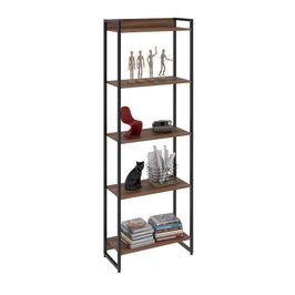 Estante Multiuso Para Escritório Industrial 05 Prateleiras Areta 186x60cm C01 Nogal - Lyam Decor
