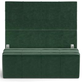 Kit Cabeceira Cama Box Casal 140cm com Calçadeira Roma W01 Couríssimo Verde - Lyam