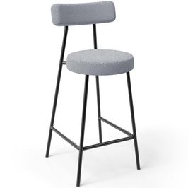 Banqueta Baixa Para Cozinha Sala De Jantar Bar Bancada Milão L02 Bouclê Cinza - Lyam Decor