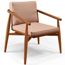 Poltrona Decorativa Sala de Estar com Cintas de Corano Lavínia B04 Linho Rosê - Lyam Decor