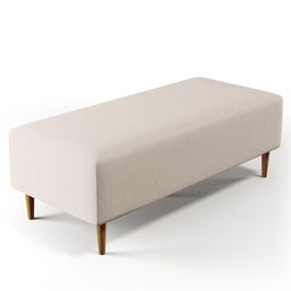 Puff Decorativo Sala de Estar Bali W01 Pés Palito 120x50 cm Linho Cru - Lyam Decor