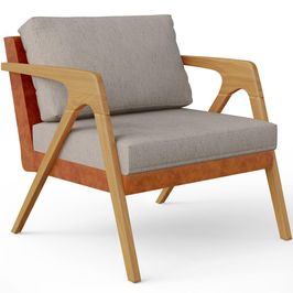 Poltrona Decorativa Para Sala Estar Pietra L02 Couríssimo Camel Linho Bege - Lyam Decor