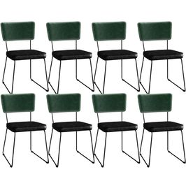 Kit 08 Cadeiras Decorativas Sala Jantar Allana L02 Facto Verde Musgo Couríssimo Preto - Lyam Decor