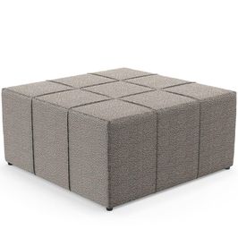 Puff Decorativo Para Sala de Estar Quadrado Milano 90x90cm W01 Bouclê Bege - Lyam Decor