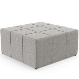 Puff Decorativo Para Sala de Estar Quadrado Milano 90x90cm W01 Bouclê Creme - Lyam Decor