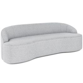 Sofá 3 Lugares Curvo Sala de Estar Living Lótus D02 Bouclê Cinza 210 cm B-56 - Lyam Decor