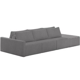 Sofá Ilha Modular Para Sala 312cm com Puff Dublin K01 Bouclê Cinza - Lyam Decor