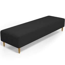 Puff Decorativo Sala de Estar Bali W01 Pés Palito 210x60cm Bouclê Preto - Lyam Decor